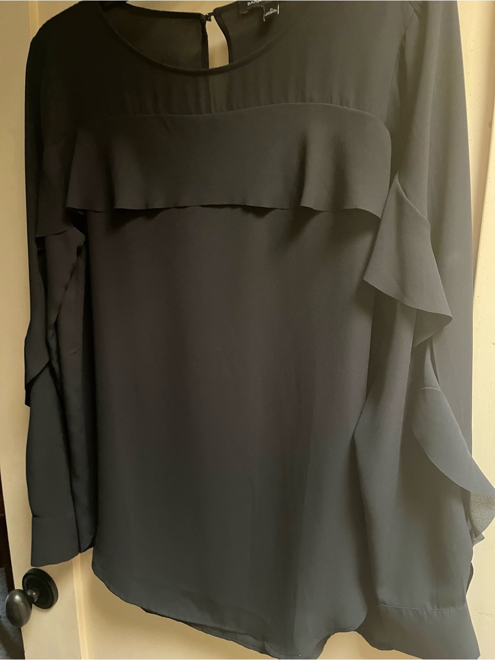 Banana Republic Black Chiffon Ruffle Blouse